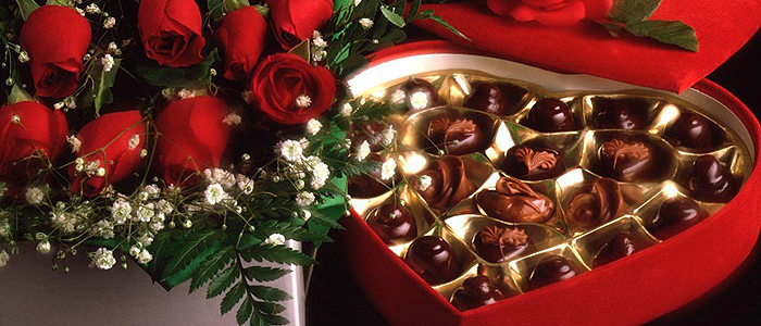 Romantic Valentines day gift Chocolates, candles and Roses