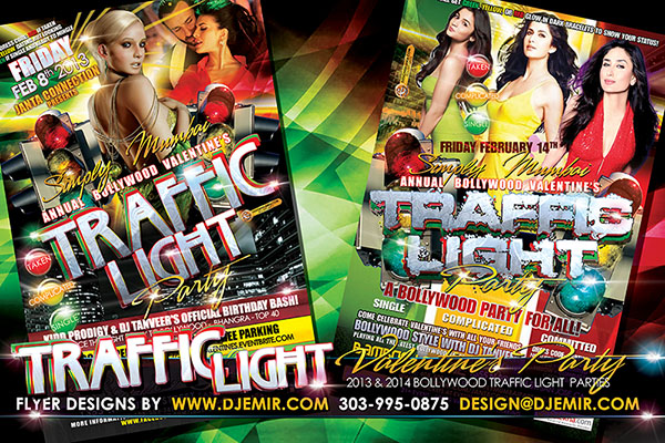 Amazing Flyer Design Bollywood Traffic Light Valentine Party Flyer Design