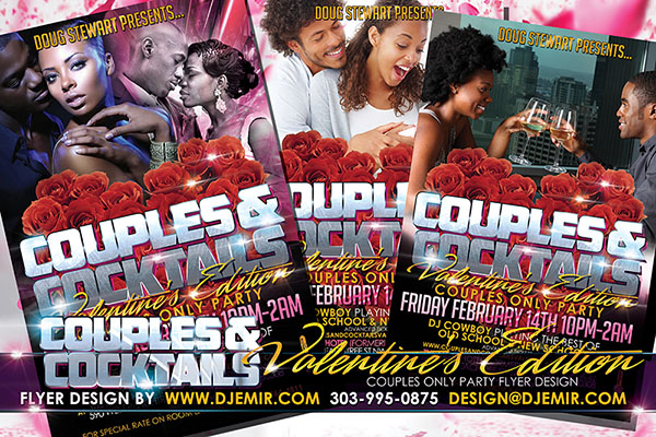 Couples and Cocktails Valentines Day Party Nightclub Flyer Design