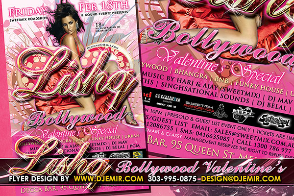 Lishq Bollywood Valentine's Day Flyer Design Australia